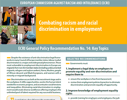 ecri - combating racism and racial discrimination in employment ECRI &#8211; Combating racism and racial discrimination in employment ECRI Combating racism and racial discrimination in employment 1