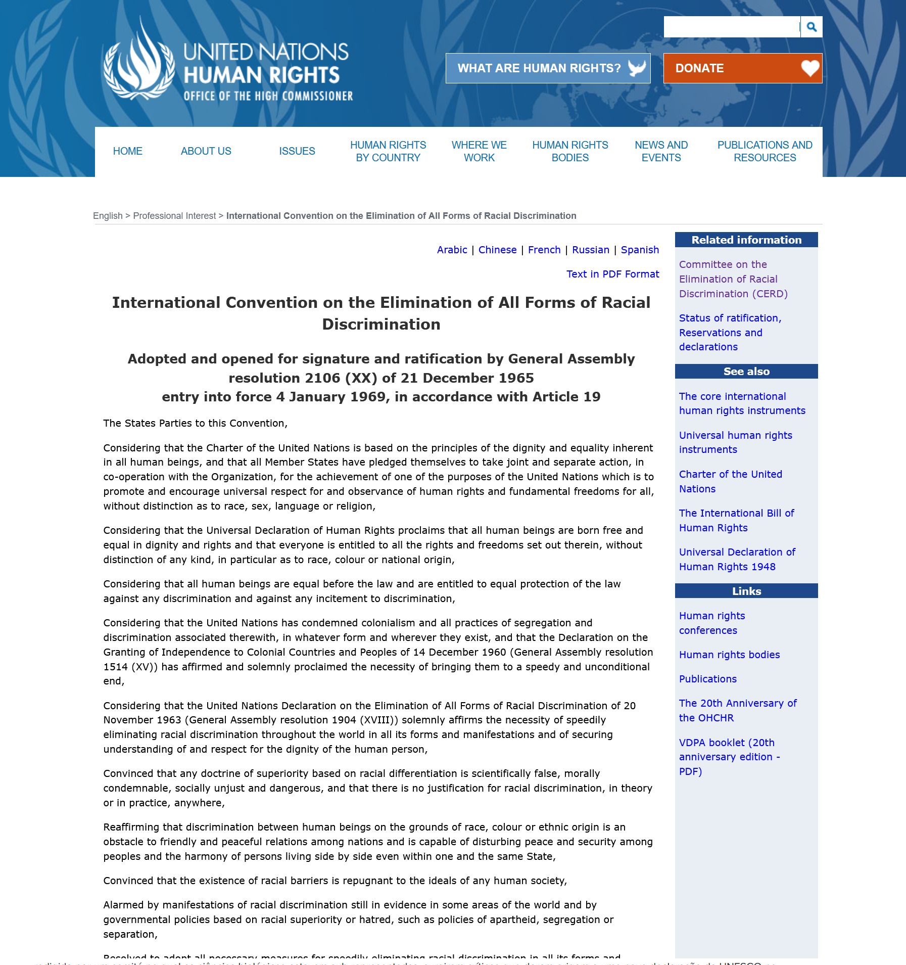 ohchr - ratification of the convention on the elimination of all forms of racial discrimination OHCHR &#8211; Ratification of the Convention on the Elimination of All Forms of Racial Discrimination OHCHR International Convention on the Elimination of All Forms of Racism capa